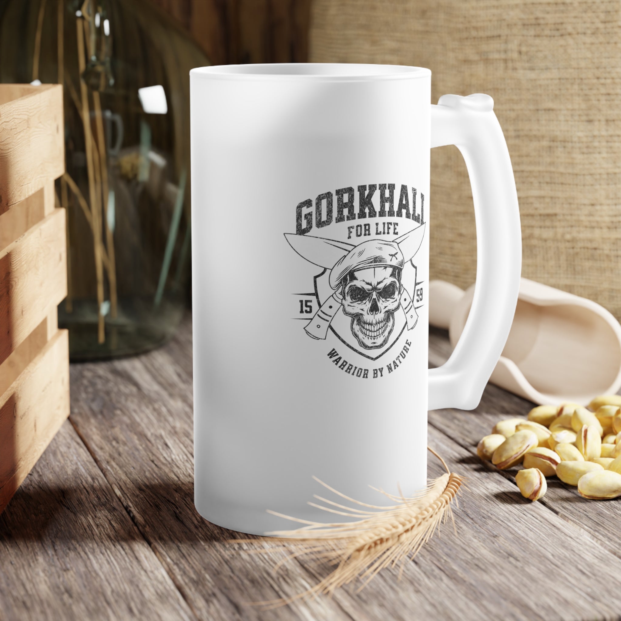 Gorkhali for Life - Frosted Glass Beer Mug