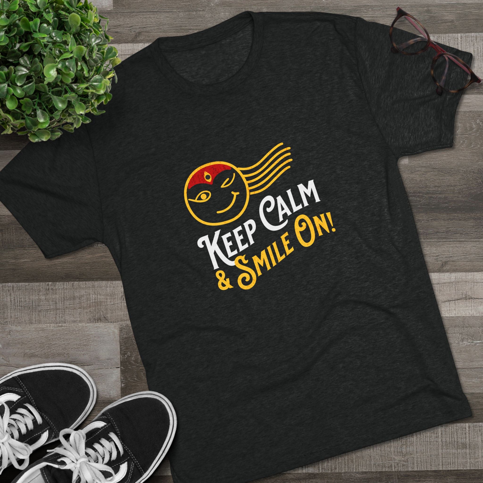 Keep Calm & Smile On! Goddess Kumari Unisex Tri-Blend Crew Tee