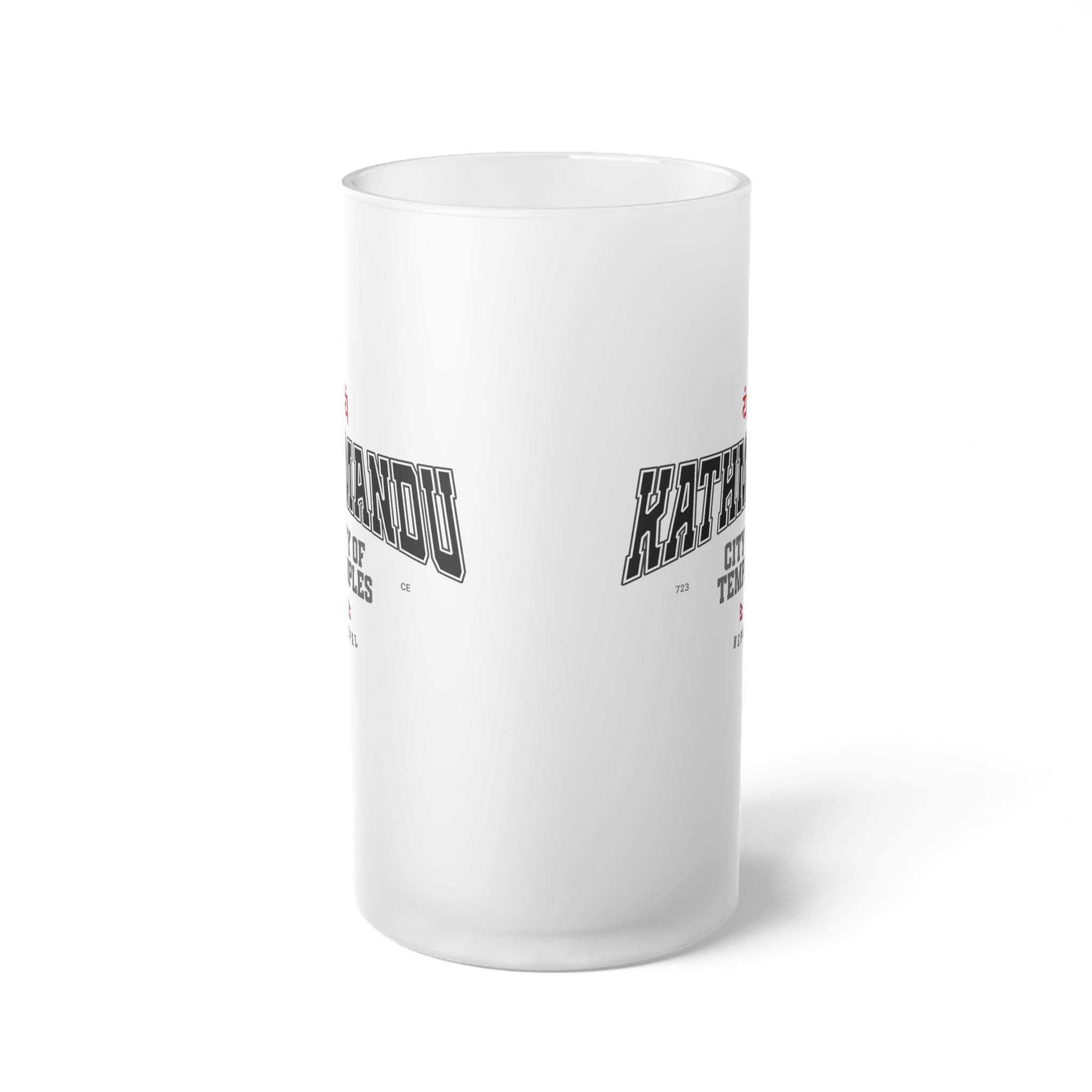 Kathmandu City of Temples Frosted Glass Beer Mug - Unique Gift for Beer Lovers
