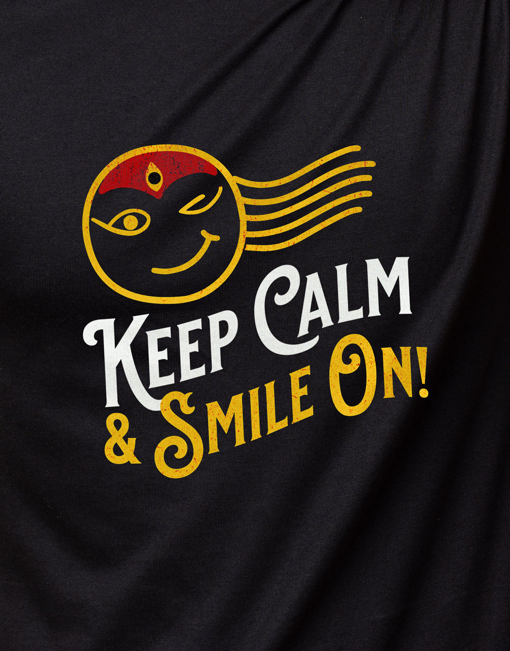Keep Calm & Smile On! Goddess Kumari Unisex Tri-Blend Crew Tee