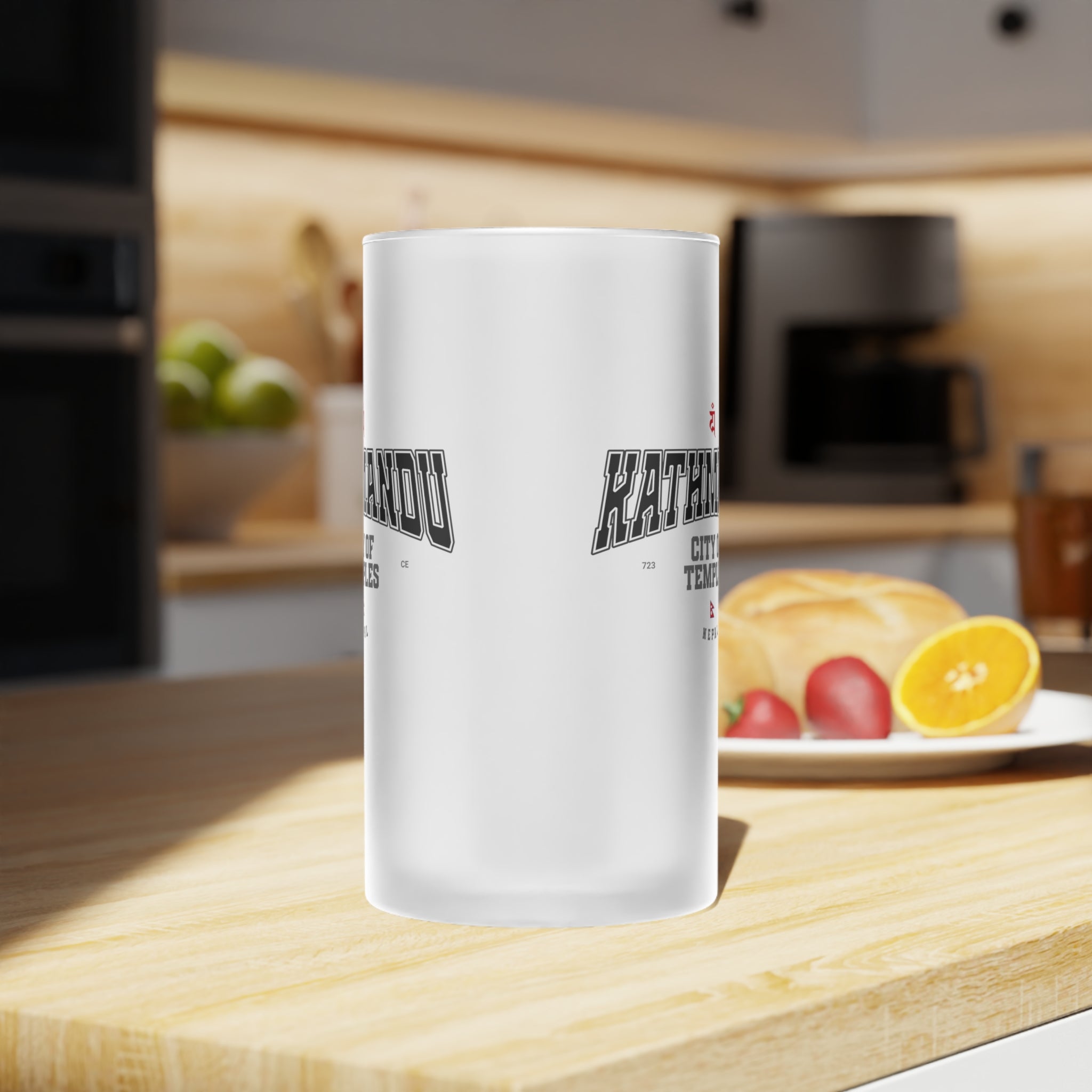 Kathmandu City of Temples Frosted Glass Beer Mug - Unique Gift for Beer Lovers