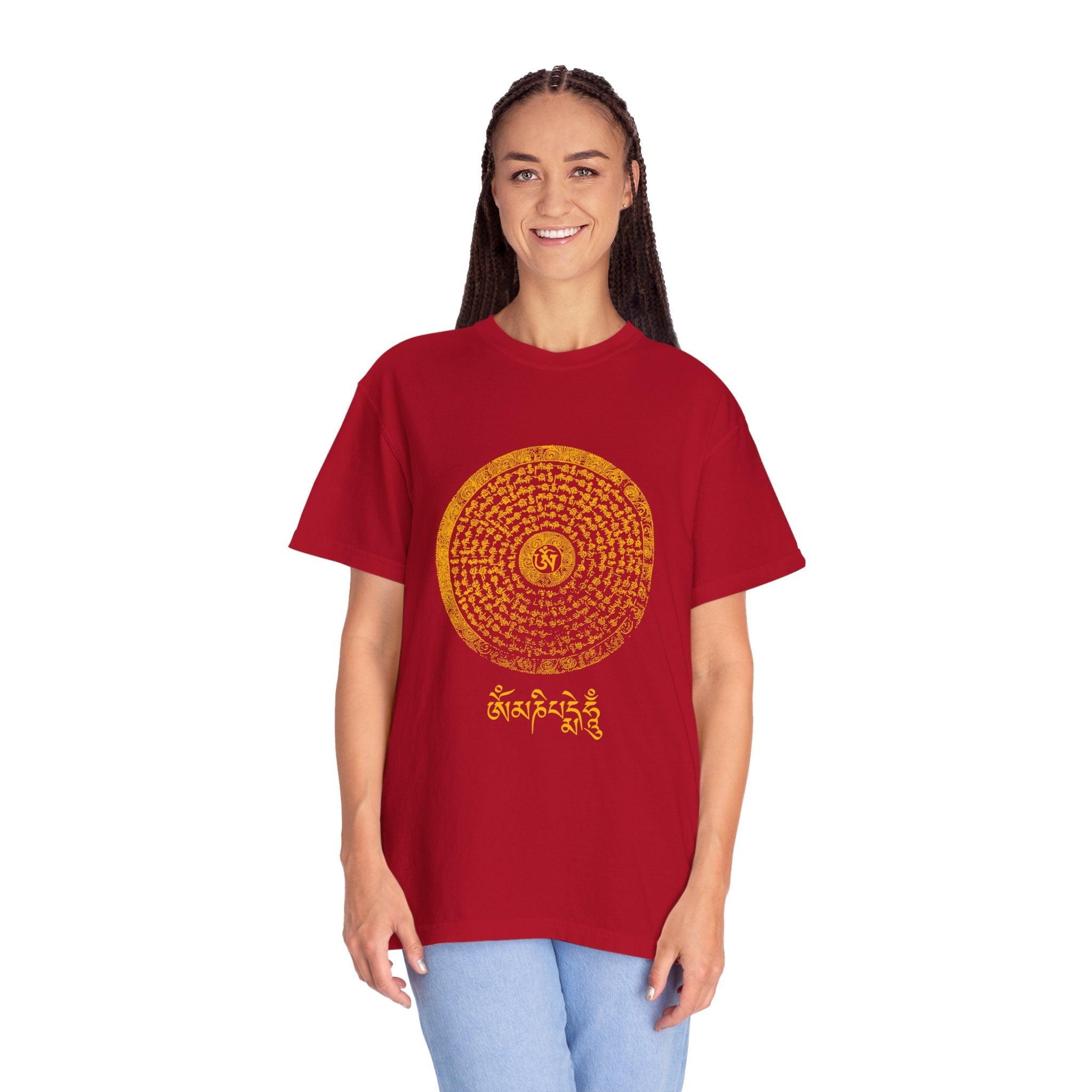 Om Mani Padme Hum Design - Unisex Garment-Dyed T-shirt