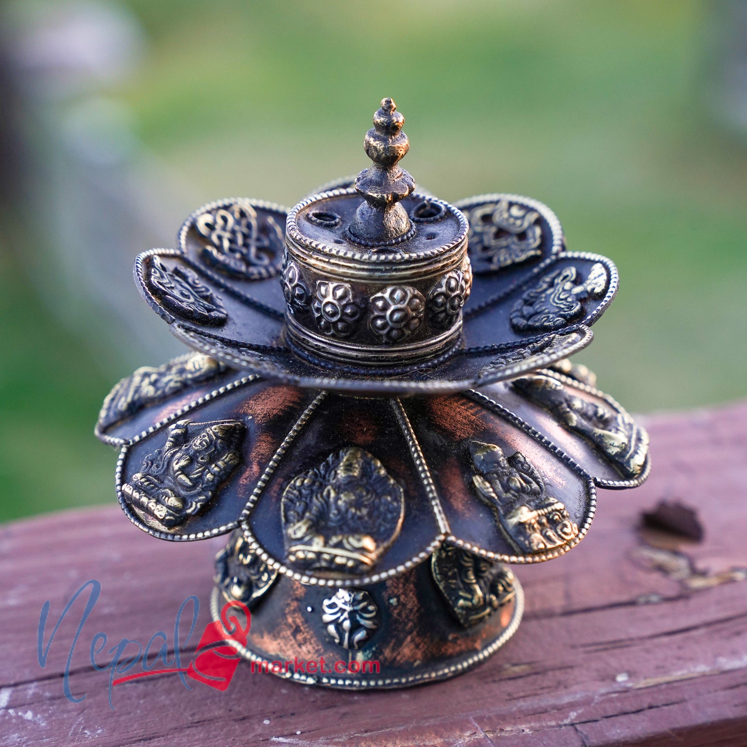 Eight Auspicious Symbol Lotus Incense Burner