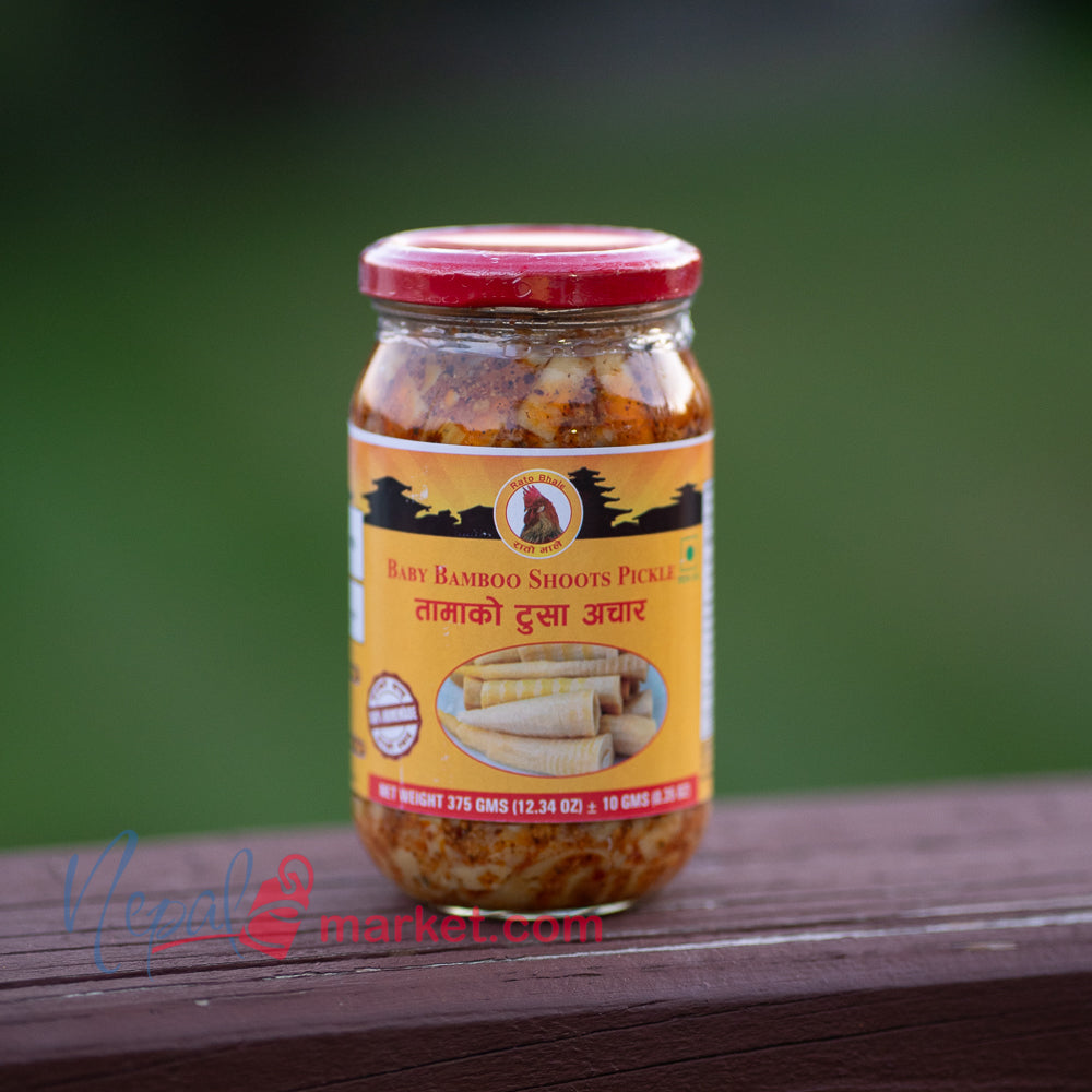 Rato Bhale Baby Bamboo Shoots Pickle (Tamako Tusa Achar)