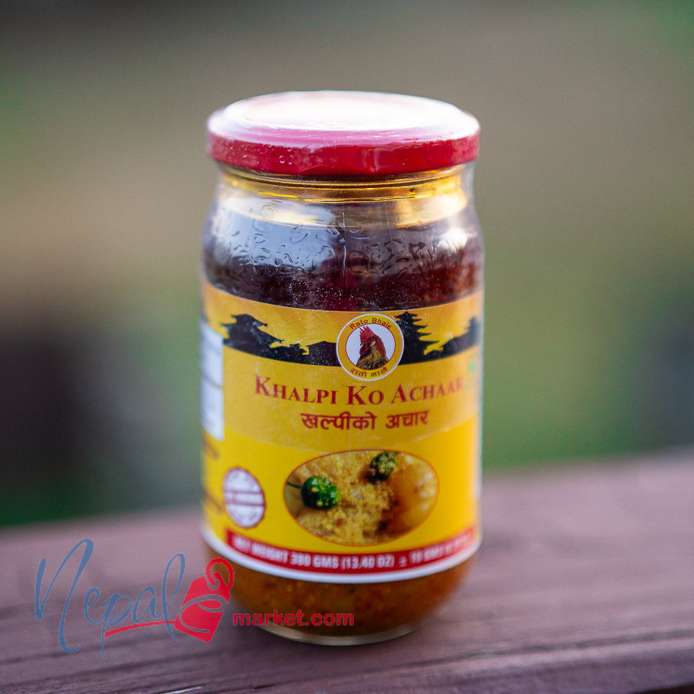 Rato Bhale Cucumber Pickle (Khalpi Achar)