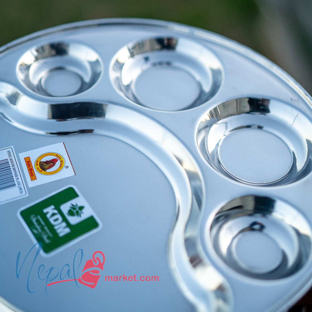 Rato Bhaley Stainless Steel Round Khandey Thaal