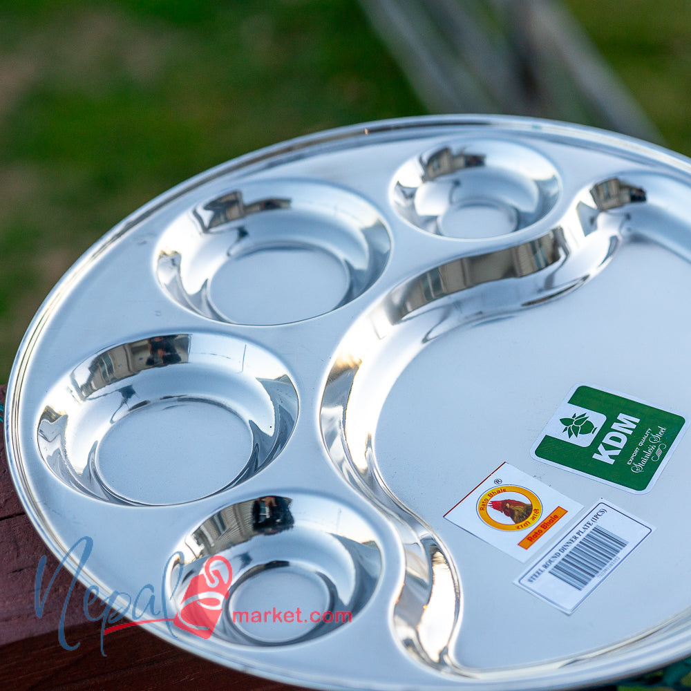 Rato Bhaley Stainless Steel Round Khandey Thaal