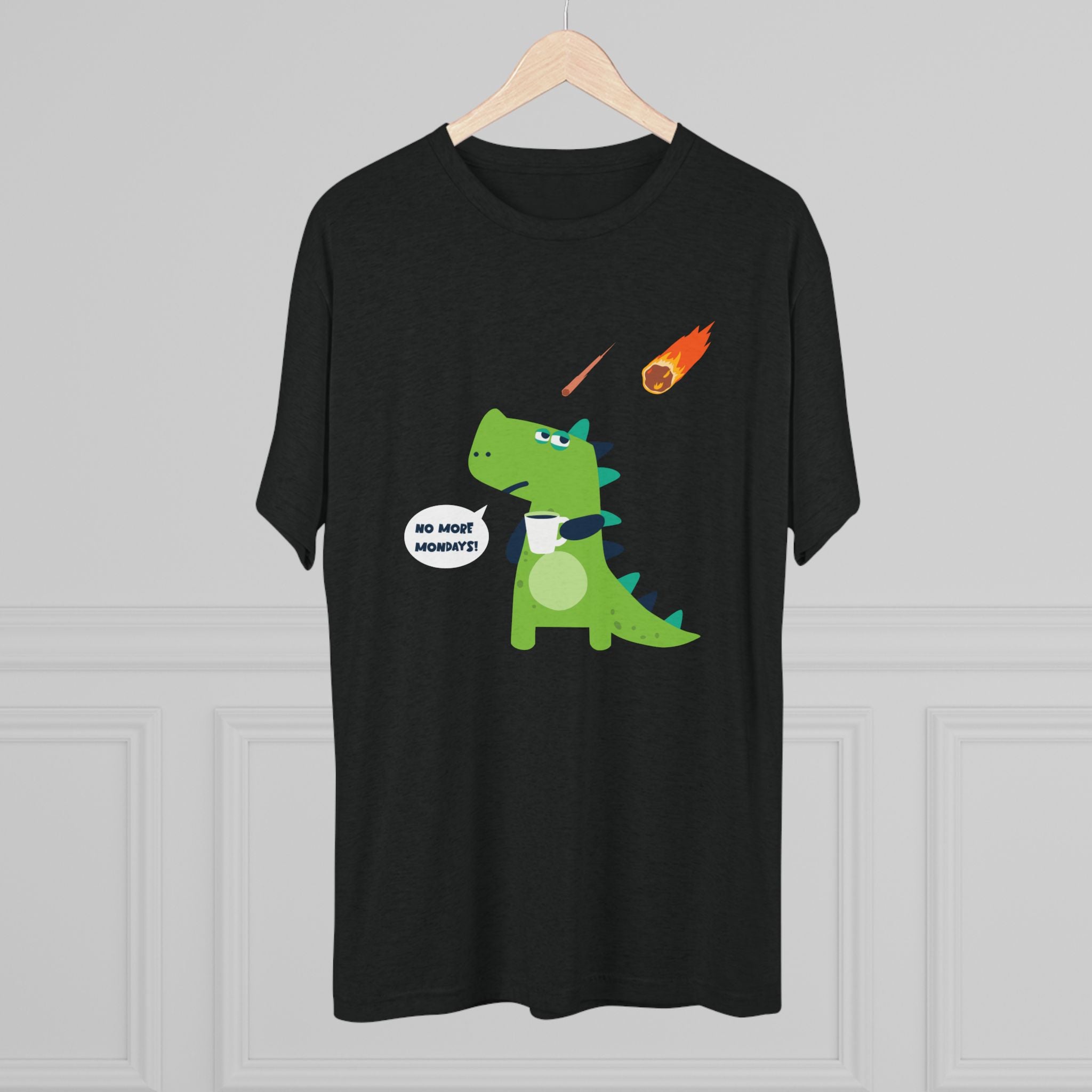 Funny Dinosaur Graphic Unisex Crew Tee - 'No More Mondays!'