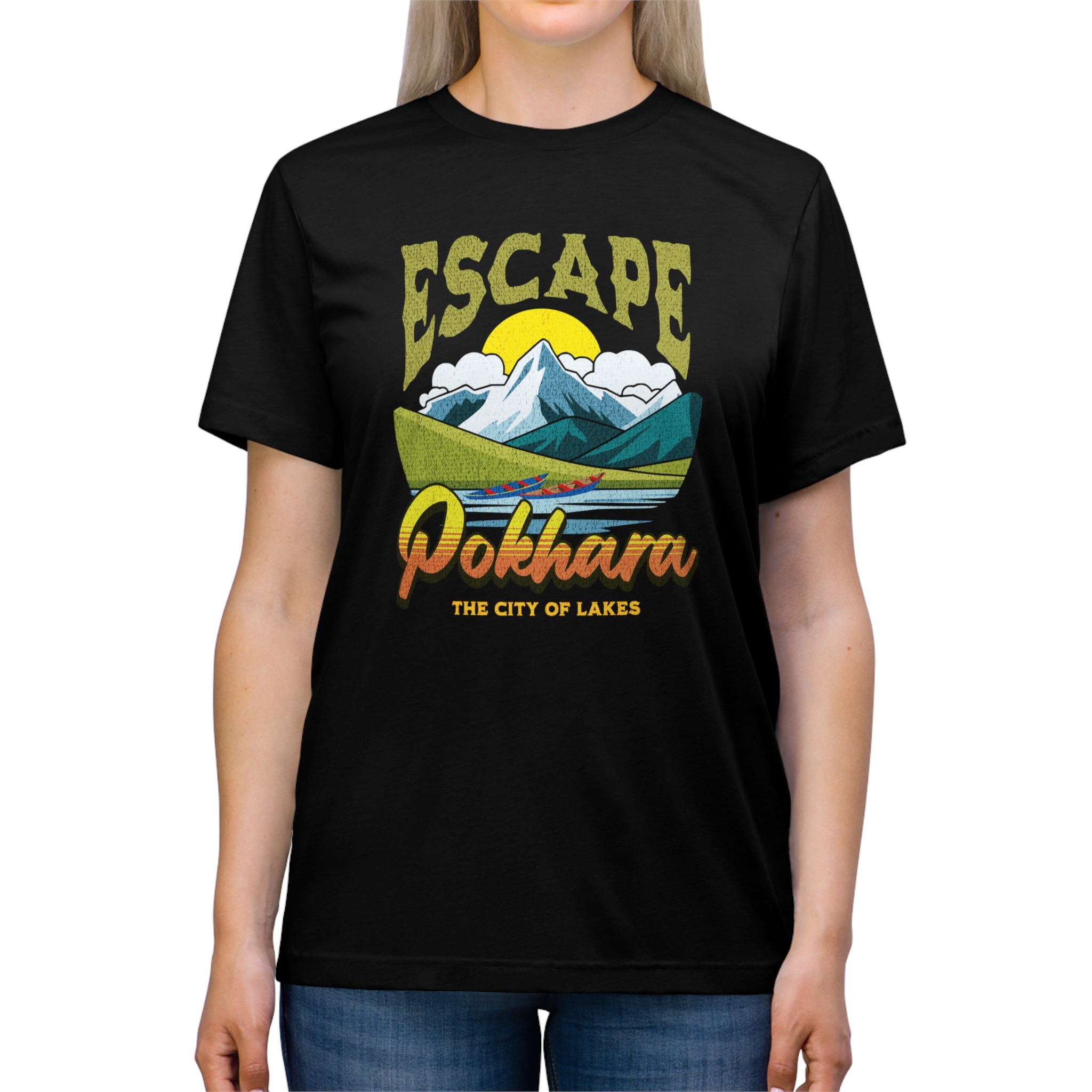 Escape Pokhara The City of Lakes Unisex Triblend Tee