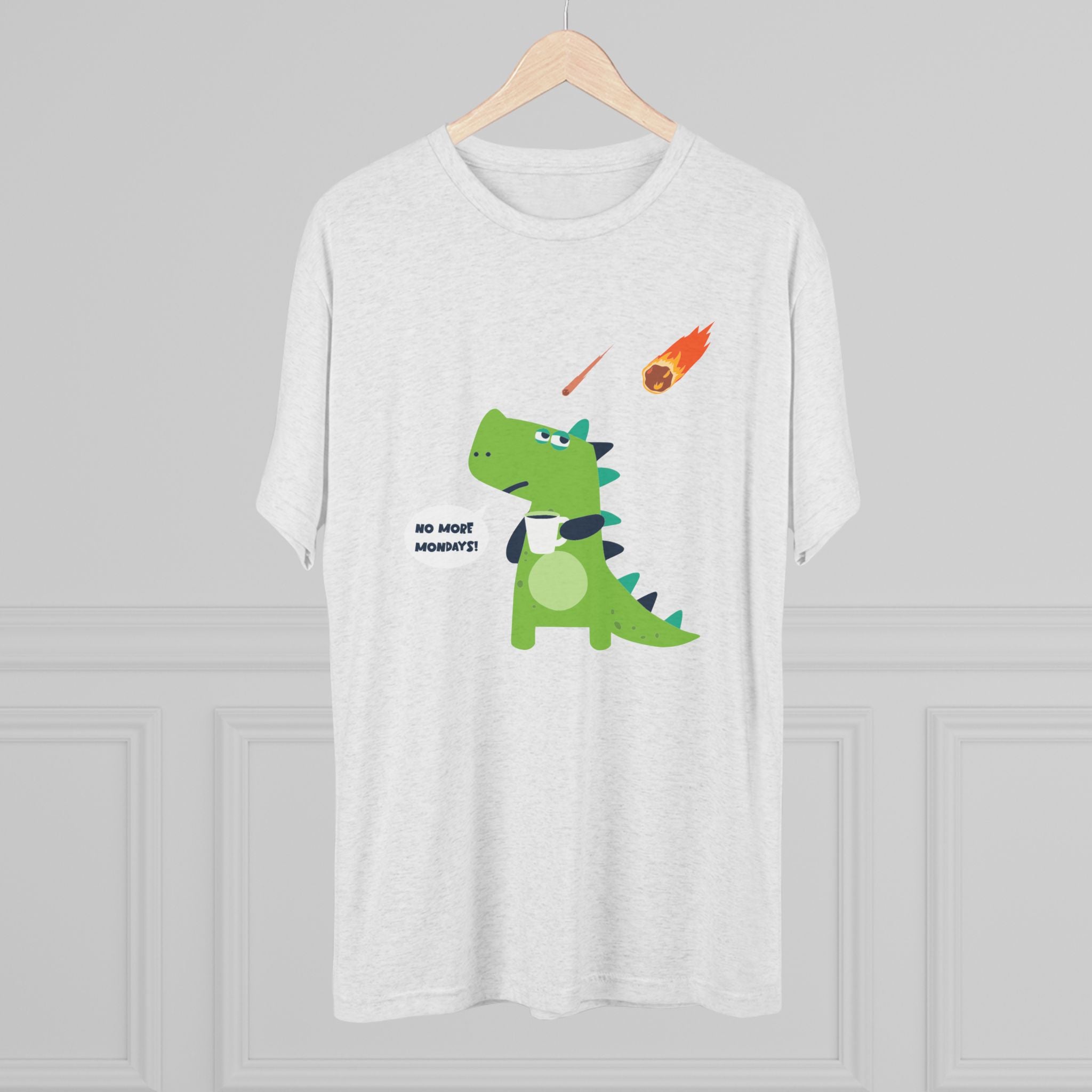 Funny Dinosaur Graphic Unisex Crew Tee - 'No More Mondays!'