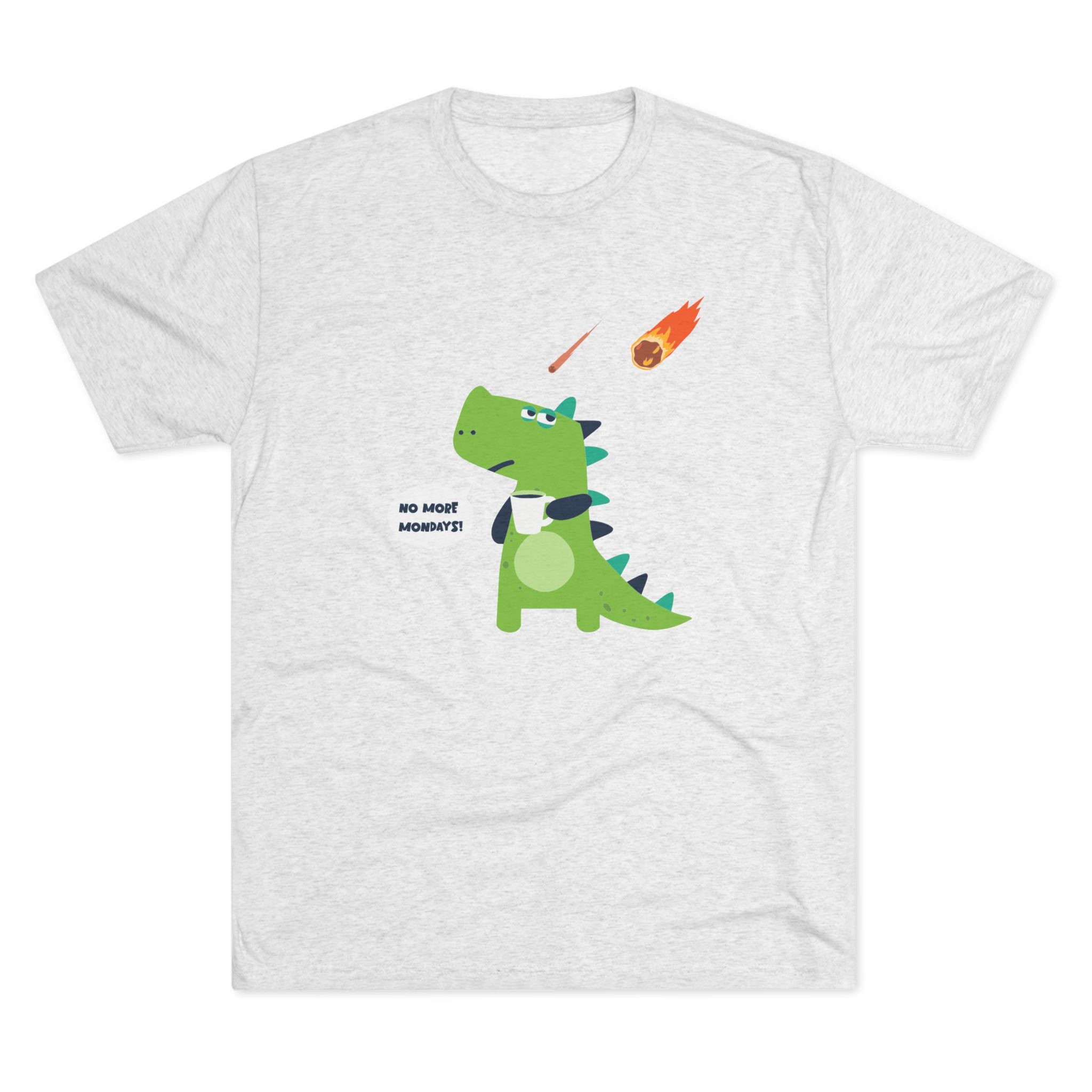 Funny Dinosaur Graphic Unisex Crew Tee - 'No More Mondays!'