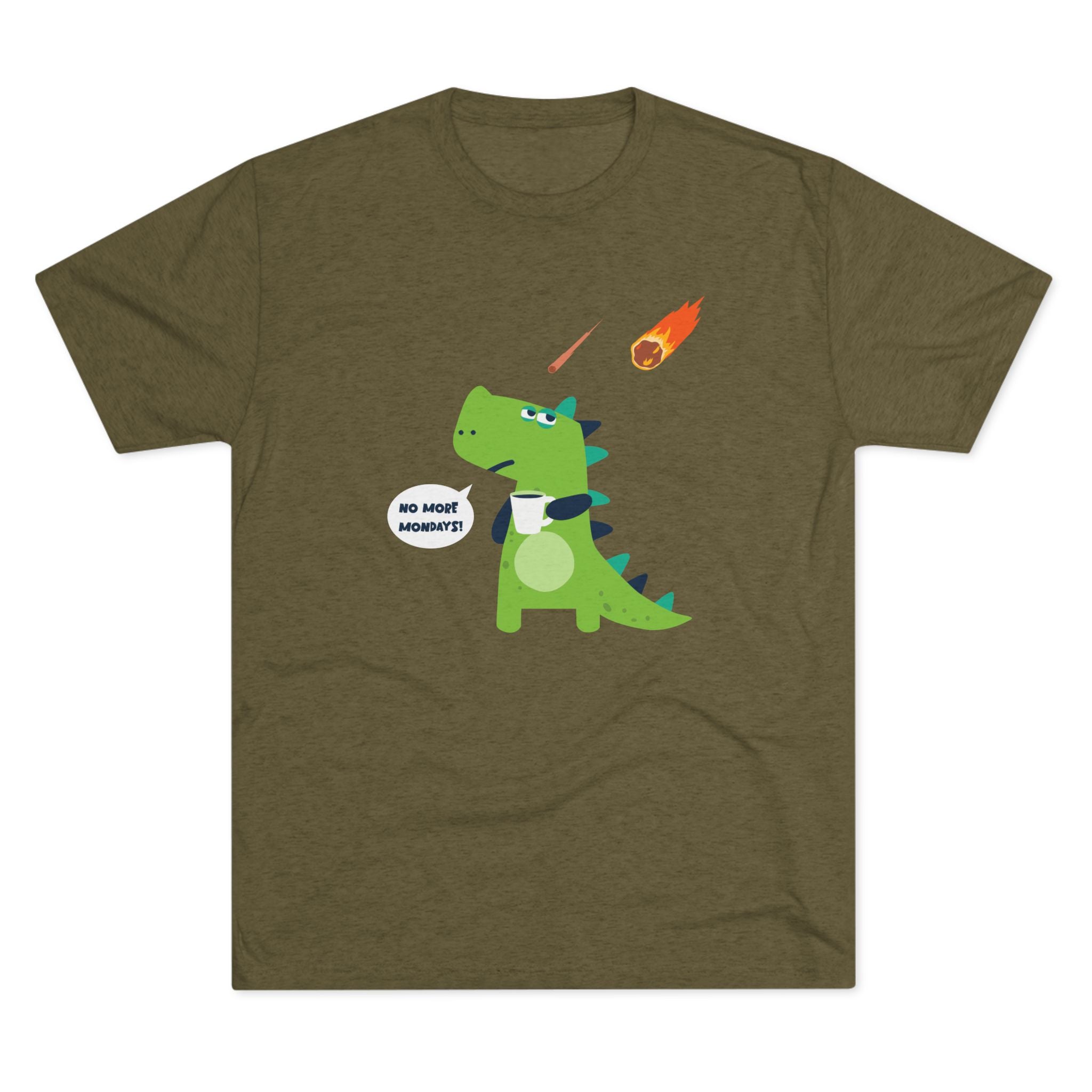 Funny Dinosaur Graphic Unisex Crew Tee - 'No More Mondays!'