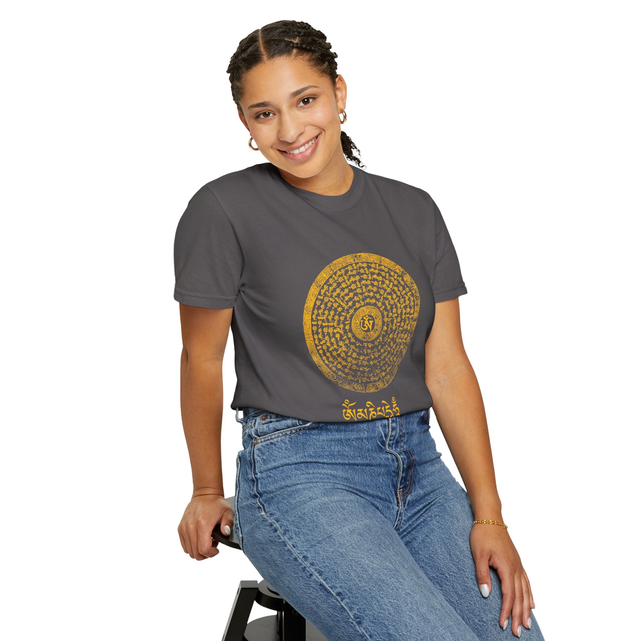 Om Mani Padme Hum Design - Unisex Garment-Dyed T-shirt