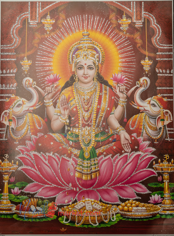 Goddess Laxmi, Jari Decorative Poster 12x16 inch
